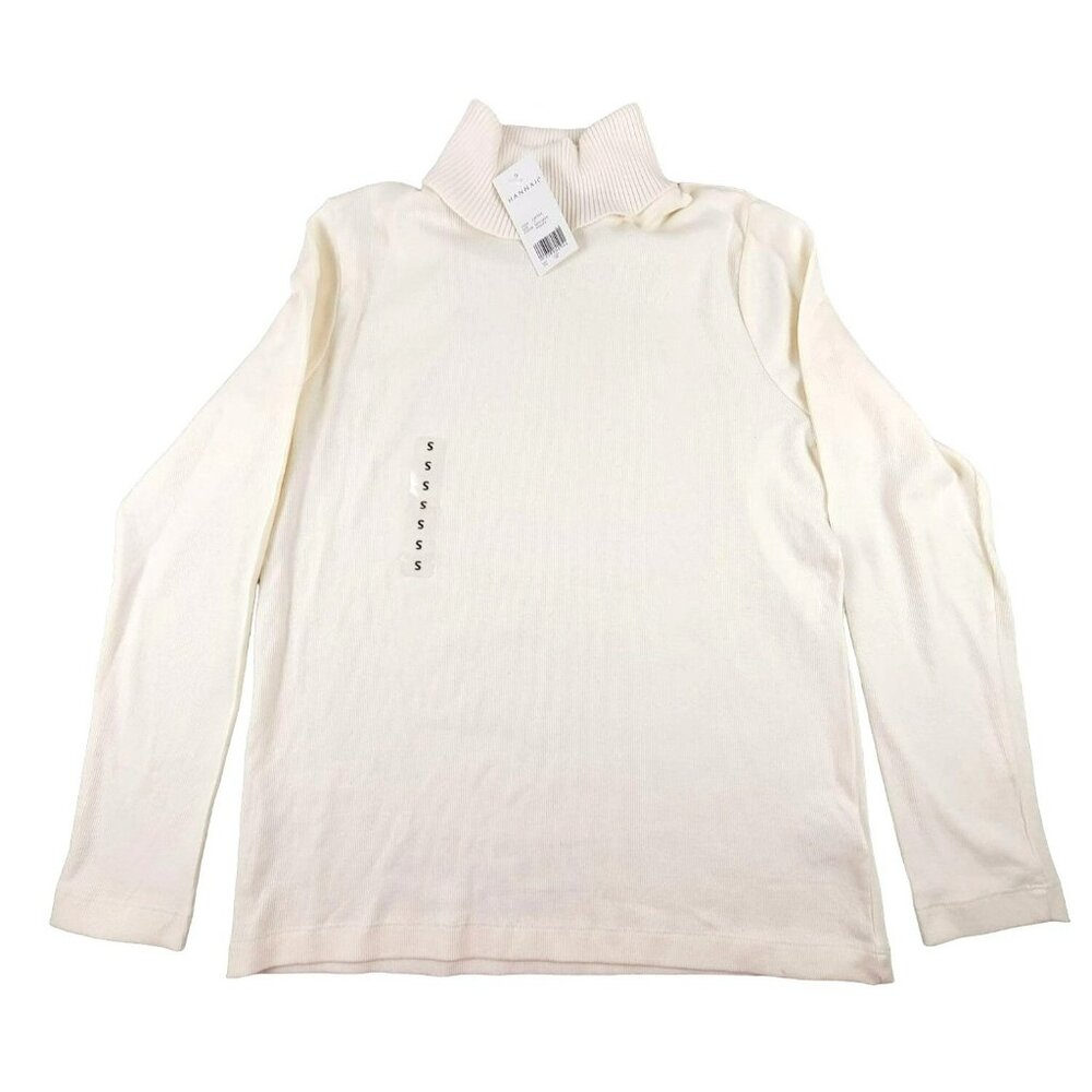 Womens White Turtleneck Knit Top White Hannah Size Small NWT JH1279